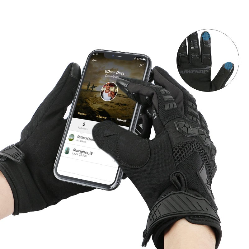 KAIWENDE Mens Dirt Bike Riding Gloves -Full Finger Touch-Screen Motocross/Motorcycle Gloves for BMX MX ATV MTB Off-Road Riding (Large  Black) - Image 5